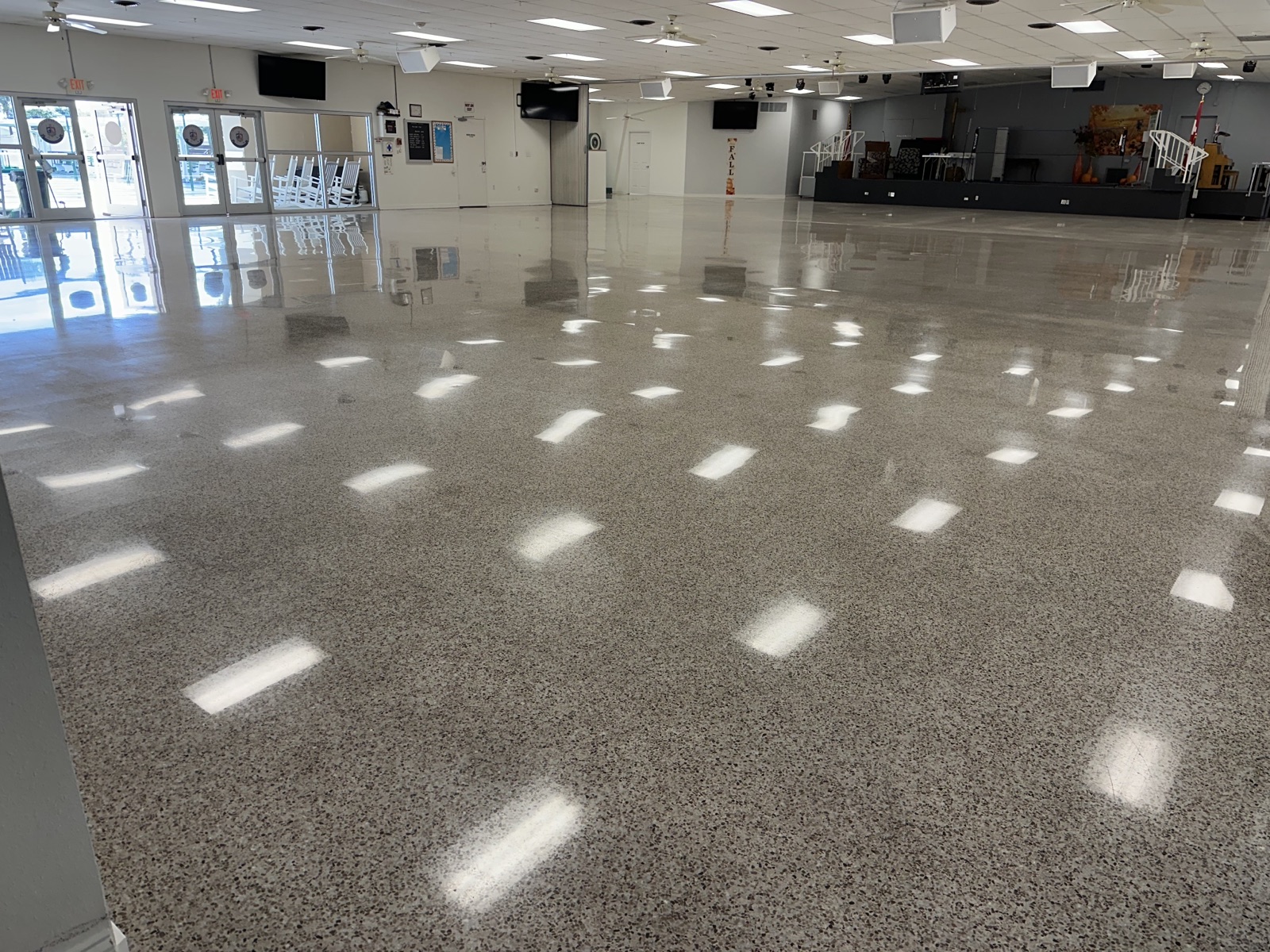 Restored terrazzo in a community clubhouse in Bradenton