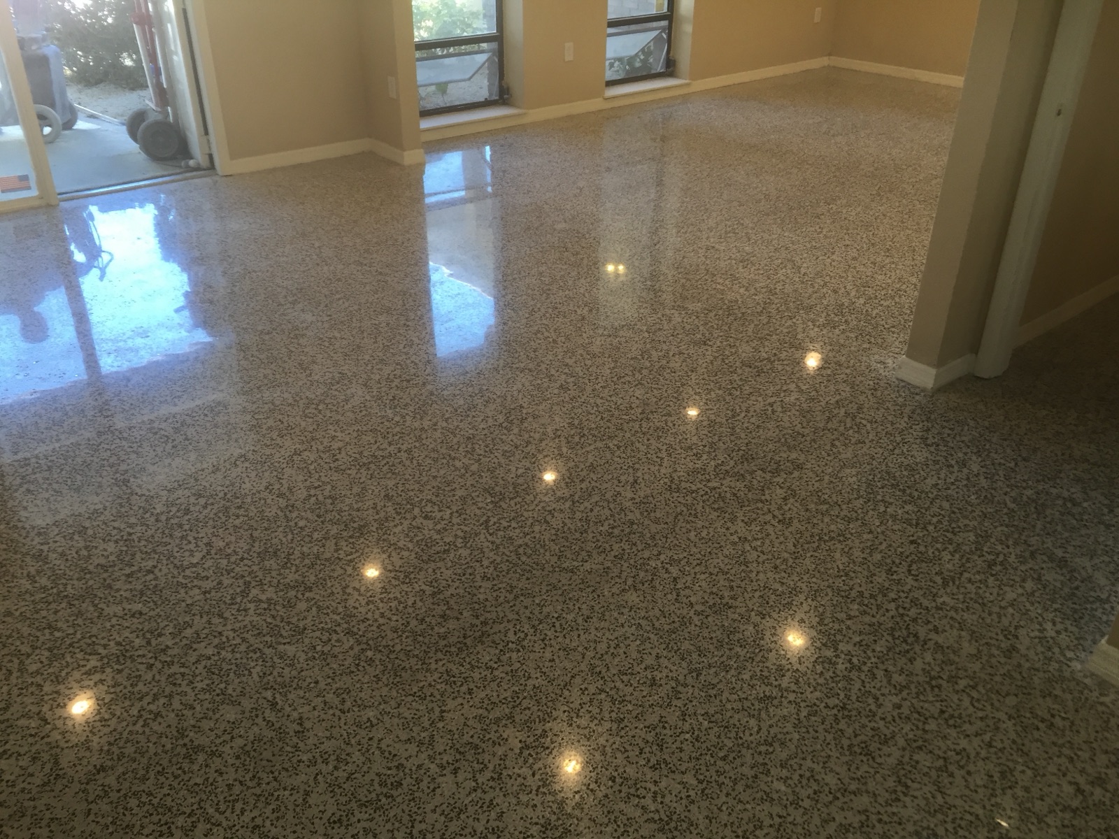 Polished terrazzo living room in Sara Bay