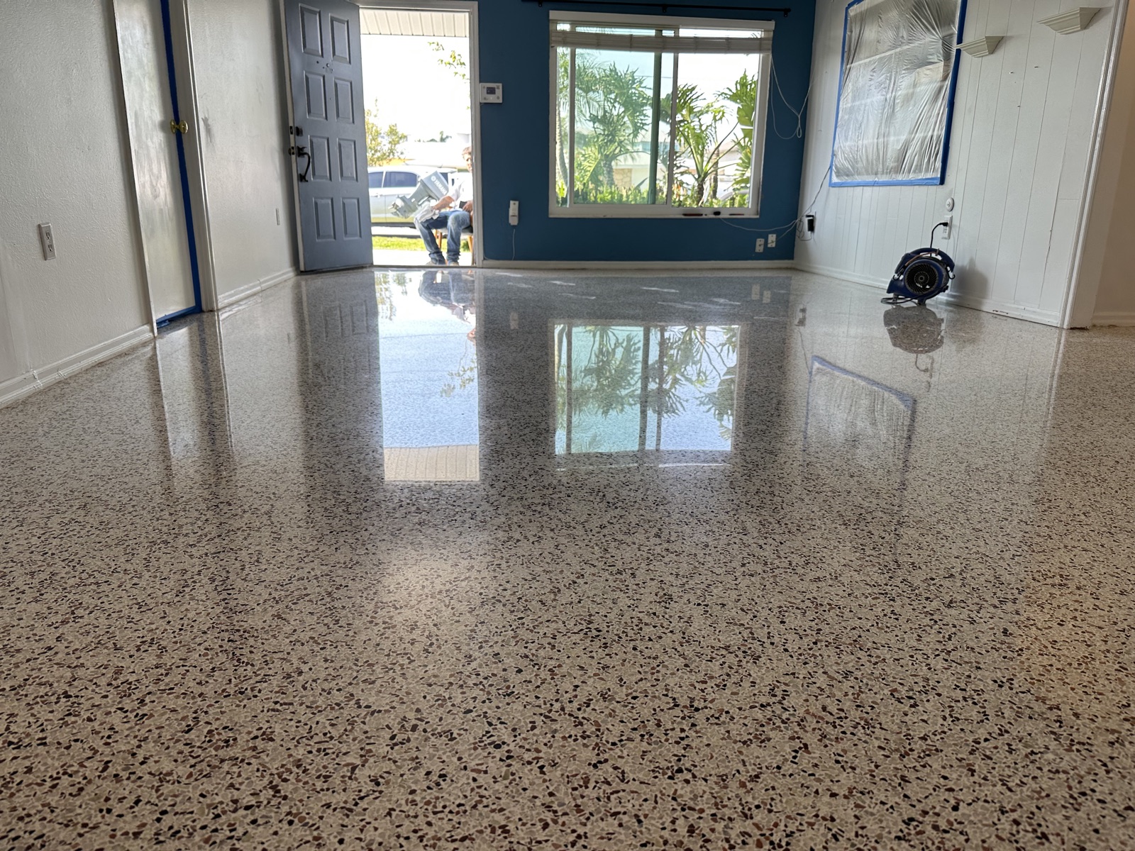 Polished terrazzo living room in Nokomis
